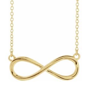 14k Yellow Gold Polished Infinity Necklace, 16-18 Inch